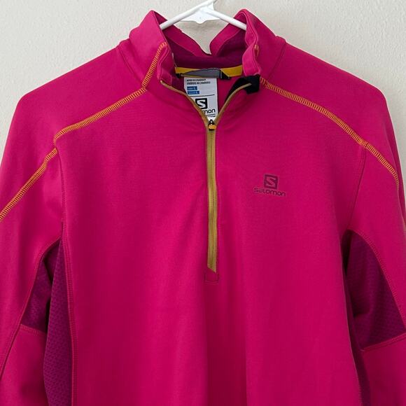Salomon Long Sleeve 1/4 Zip Pullover Shirt base layer running Gorpcore pink L - Picture 3 of 13